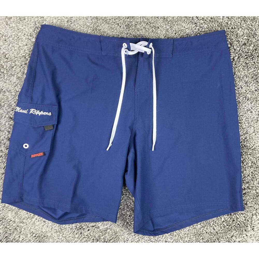 Maui Rippers Boardshorts Mens 36 Blue Surf Swim Trunks Cargo Pocket